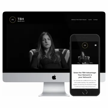 Desktop and mobile screenshots of the TBH Mastermind website