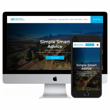 Desktop and mobile screenshots of the Leeds Money website