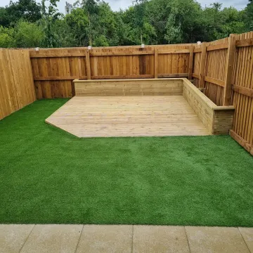 Artificial grass installation in garden