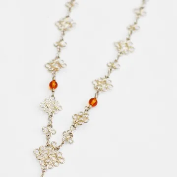 Sterling Silver and Amber 'Trebol' Necklace