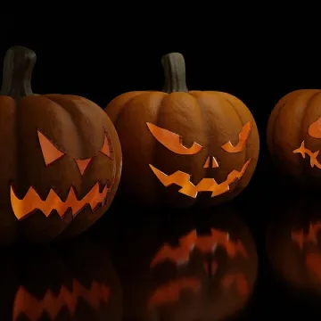 Halloween, carved pumpkins, jack-o'-lanterns