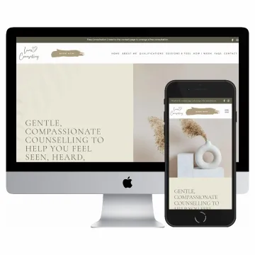 Desktop and mobile screenshots of the Lumi Counselling website