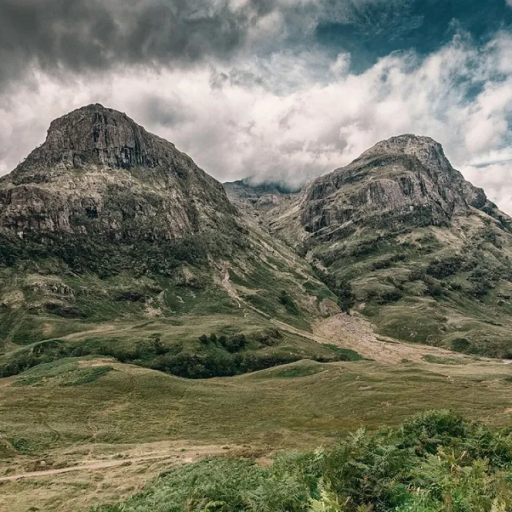 Mountains, clouds, fields, mountain range, mountai