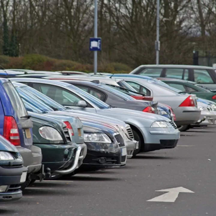 Close-Up of Vehicles in a Car Park