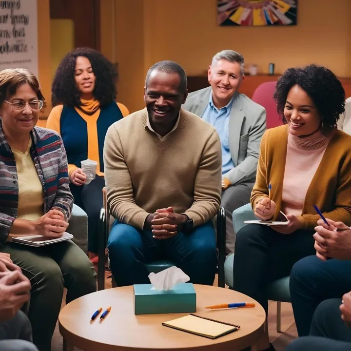 Diverse people in a support group