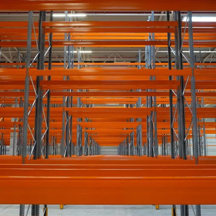 Logistics warehouse with empty high racks