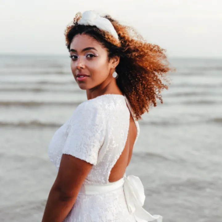 Finsbury sequin dress cutaway back tie waist P