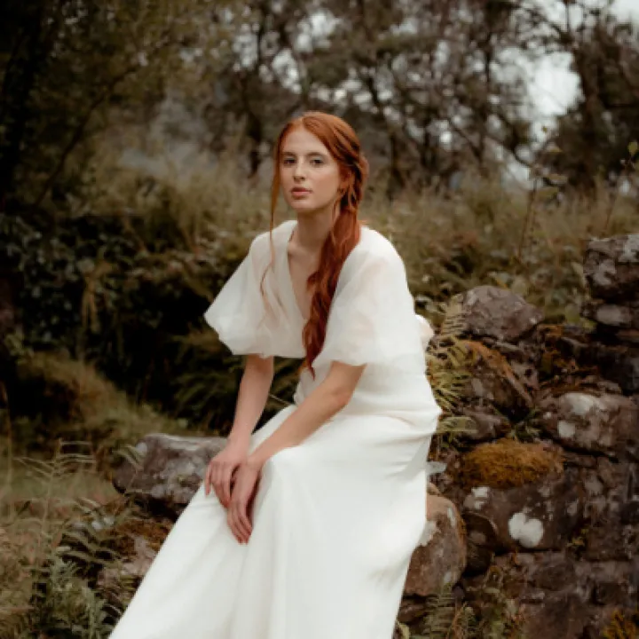 Wilderness highlands wedding train puff sleeves P