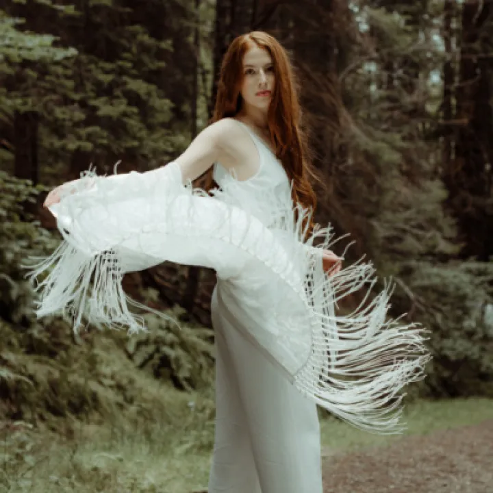 Devore kimono fringe swoosh P