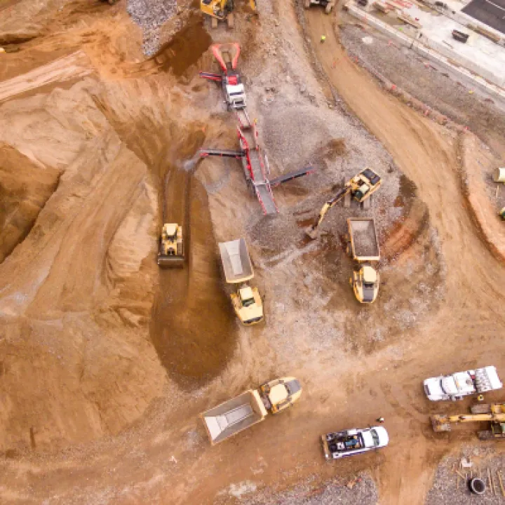 Aerial view of a construction site