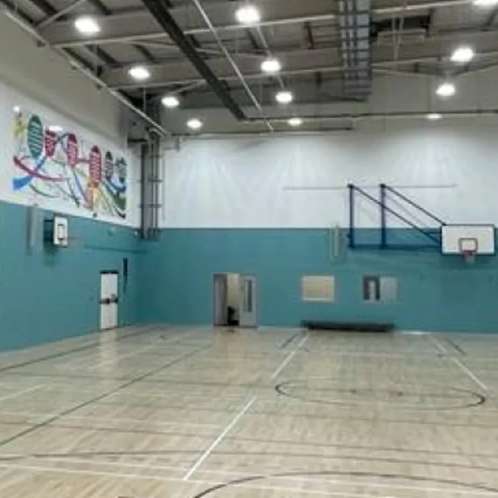 A view of the refurbished sports hall at St Paul's High School in Manchester