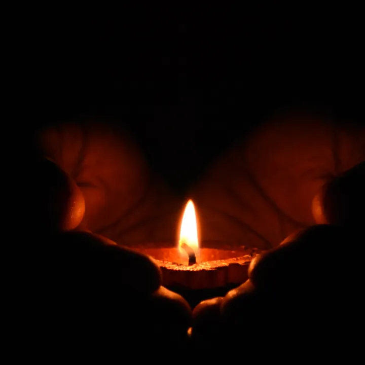 Tealight Candle on Human Palms