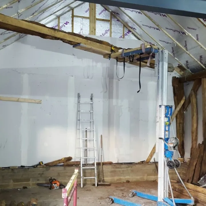 Old Beams Being Installed