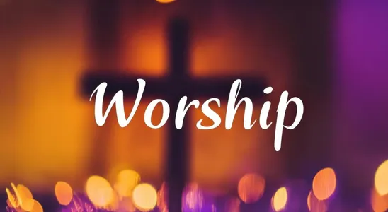 Worship Service Cross Lights Background Image