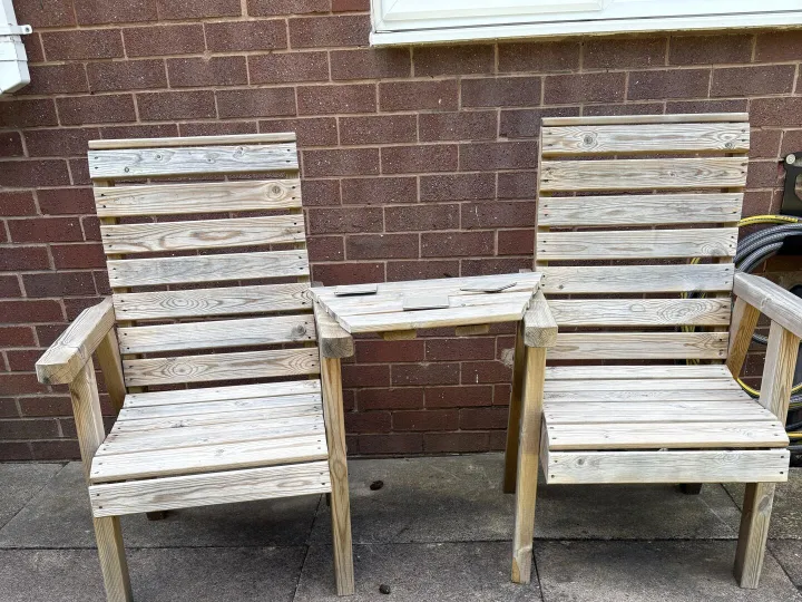 Items for sale &ndash; Jack & Jill wooden garden chairs. &pound;50