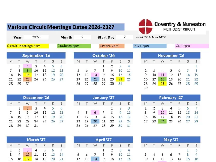 2026-2027 Various Meeting Dates
