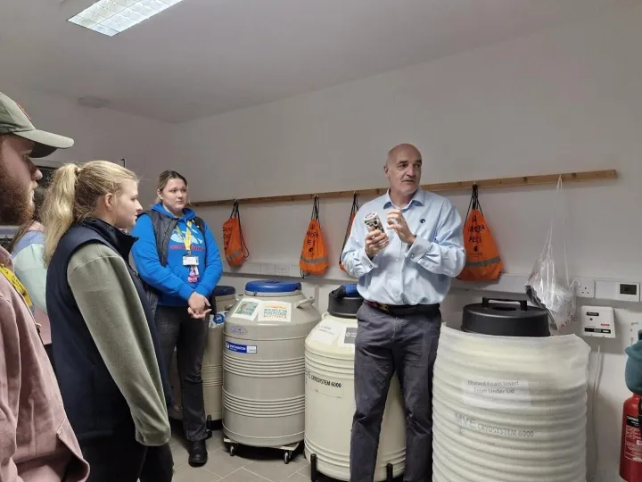 Tullis Matson showing BCBC members the cryostore at Stallion AI Services