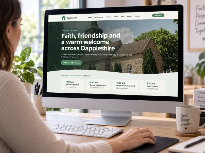 A circuit website built with Chrestos Web Design Tools, shown on a desktop screen