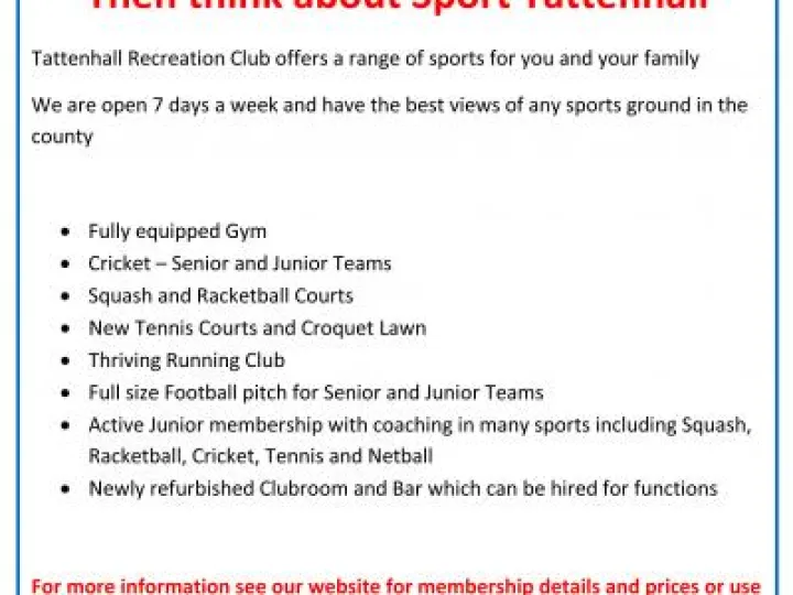 Advert for Rec Club