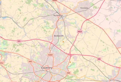 Map showing the location of Coventry & Nuneaton