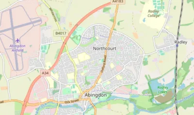 Map showing the location of All Saints Abingdon