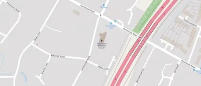 Map showing the location of Hucclecote Methodist Church