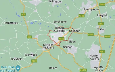 Map showing the location of Bishop Auckland & Shildon