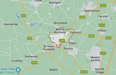 Map showing the location of Bishop Auckland & Shildon