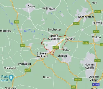 Map showing the location of Bishop Auckland & Shildon
