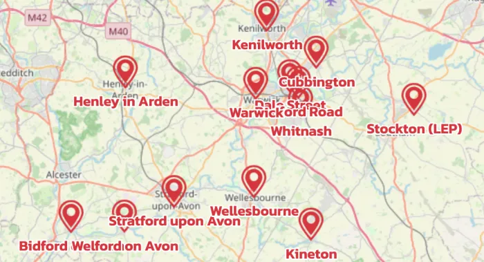 Map showing the location of South Warwickshire Circuit
