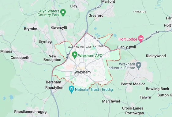 Map showing the location of Wrexham Methodist Circuit