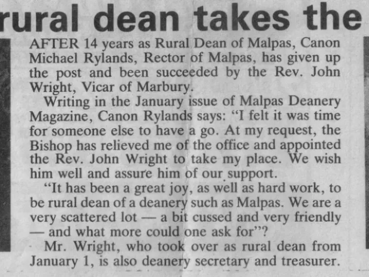 New Rural Dean