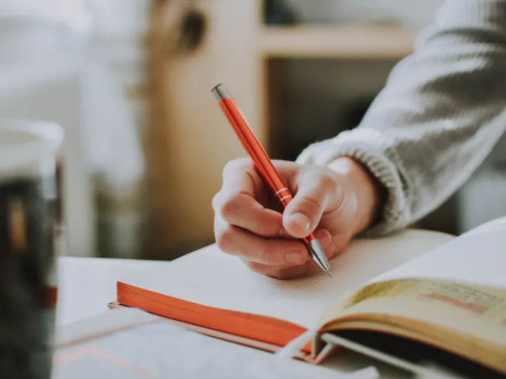 Person Holding Orange Pen