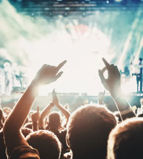 Fans in front of the stage at a rock concert