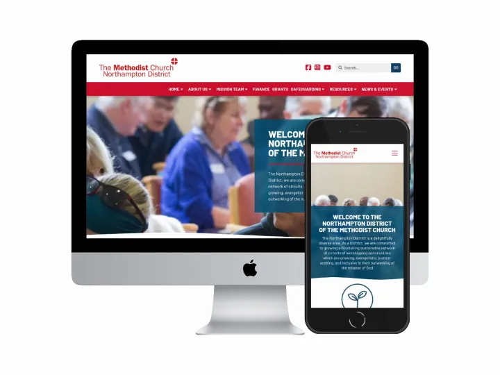 Desktop and mobile screenshots of the Northampton Methodist District website