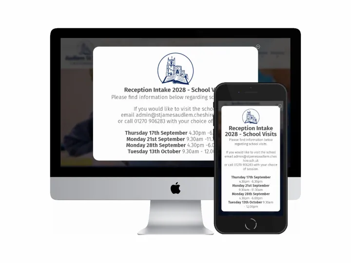 Desktop and mobile screenshots of the Audlem St James website