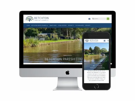 Desktop and mobile screenshots of the Betchton Parish Council website