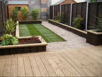 Decking with built-in planters
