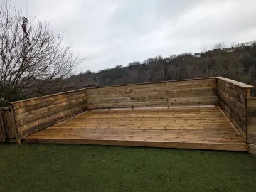 Decking with built-in planters