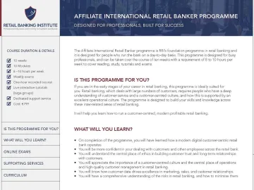 Retail Banking Institute – Affiliate International