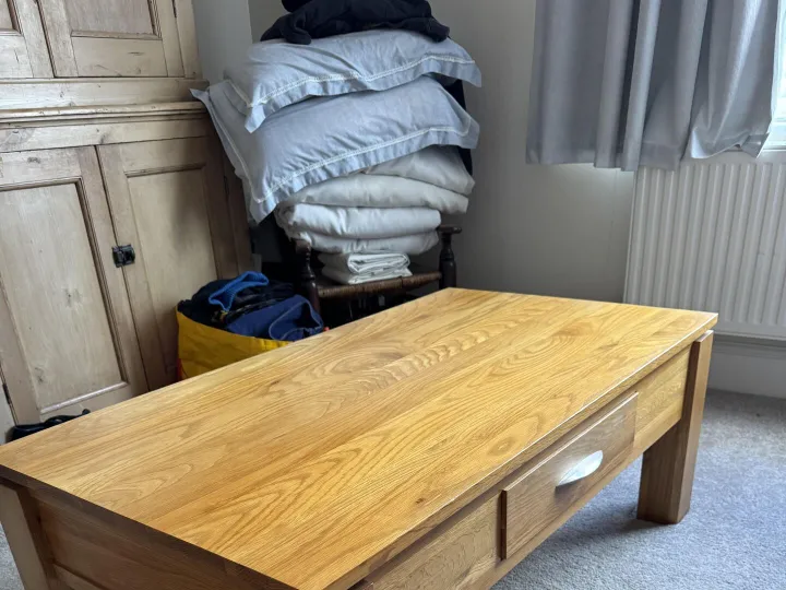 Items for sale
– Solid Oak coffee table £65