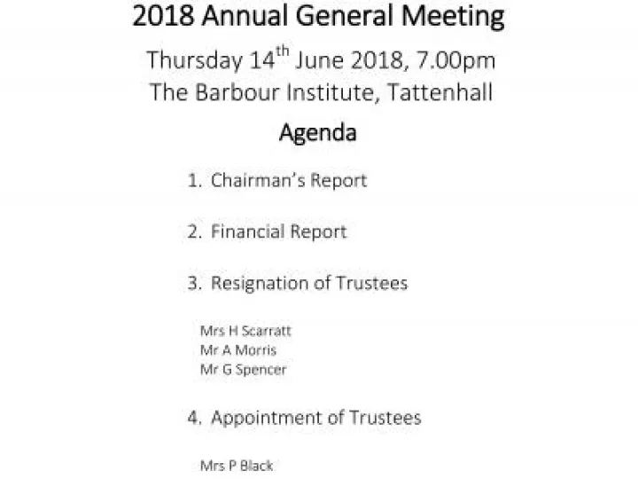 Tca Agm Agenda 2018
