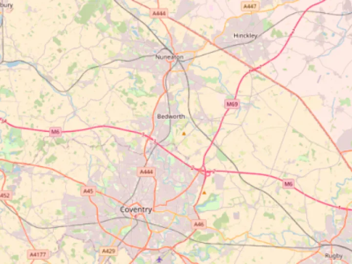 Map showing the location of Coventry & Nuneaton