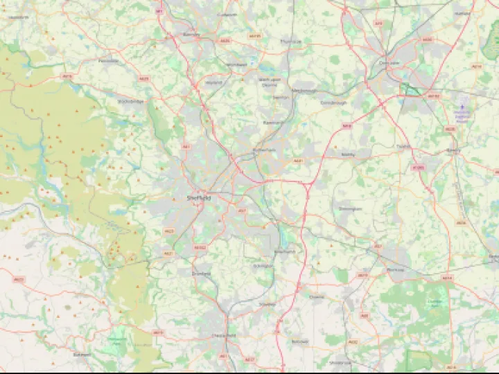 Map showing the location of Sheffield Methodist District