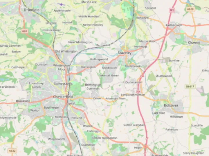 Map showing the location of Derbyshire North East Methodist Circuit