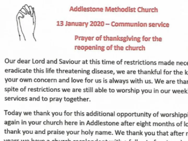 Dec. 2020 Reopening for a Church Service