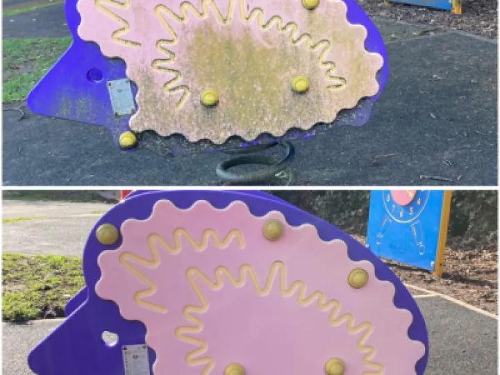 Play Area Hedgehog before and after