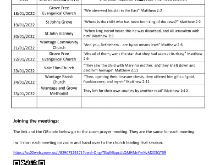 WGCP Week of Prayer for Christian Unity 2022 Schedule