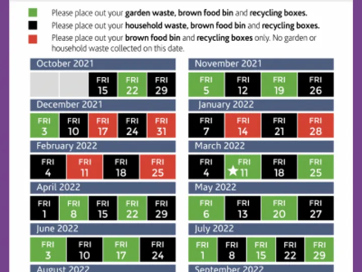 Bin Collection Dates Tarvin Oct21 &ndash; Nov22