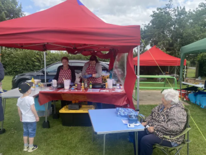 Summer fete 2023 Christmas market pancakes door